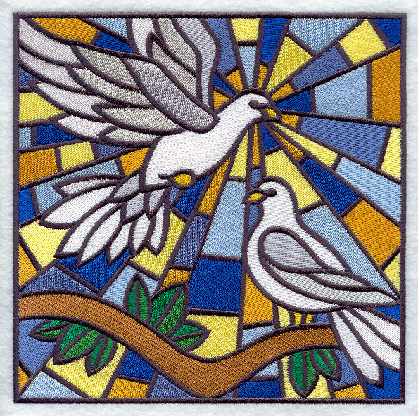 Stained Glass Doves of Peace Square