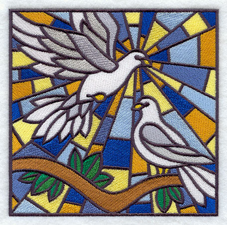Stained Glass Doves of Peace Square