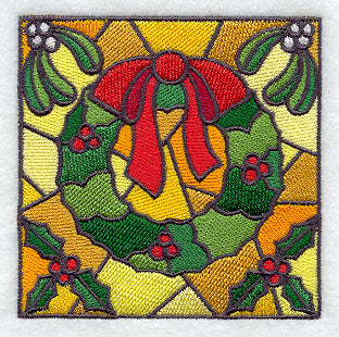Stained Glass Christmas Wreath Square