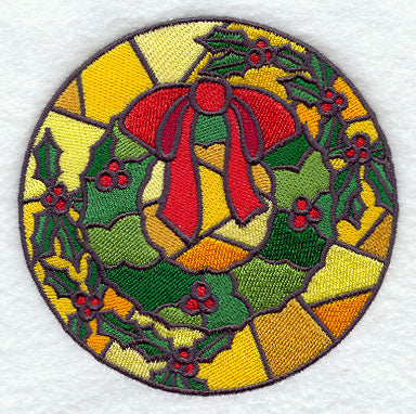 Stained Glass Christmas Wreath Circle