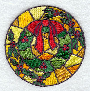 Stained Glass Christmas Wreath Circle