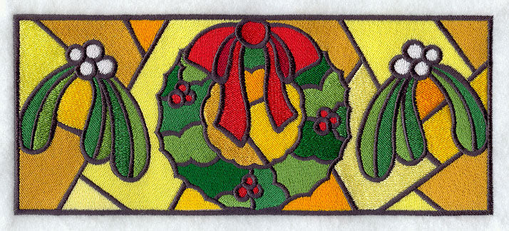 Stained Glass Christmas Wreath Border