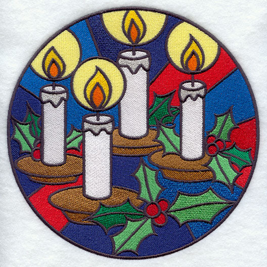 Stained Glass Christmas Candles Circle