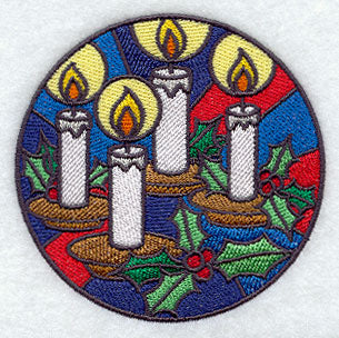 Stained Glass Christmas Candles Circle