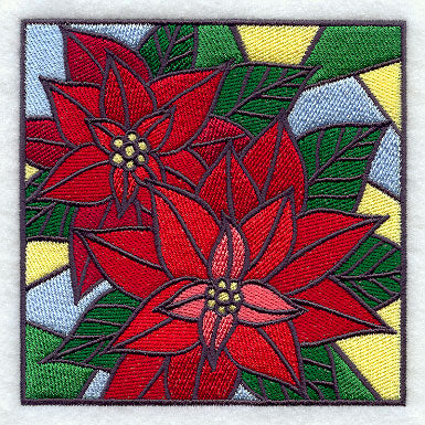 Stained Glass Poinsettia Square