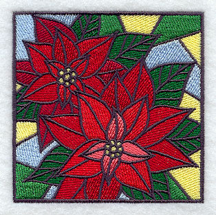 Stained Glass Poinsettia Square
