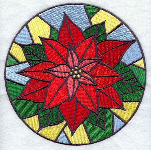 Stained Glass Poinsettia Circle