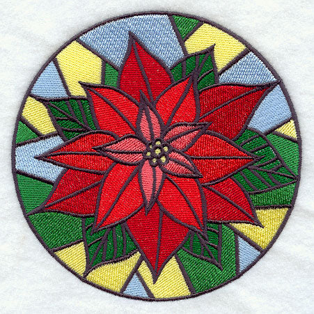 Stained Glass Poinsettia Circle
