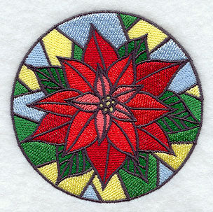 Stained Glass Poinsettia Circle