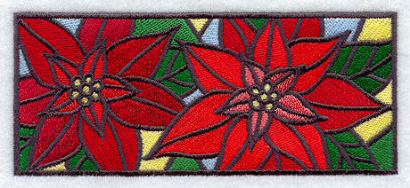 Stained Glass Poinsettia Border
