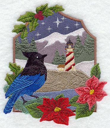 Country Christmas - Steller's Jay and Lighthouse