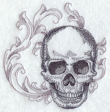 Skull with Baroque Background