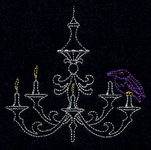 Halloween Raven on a Candelabra (Redwork)