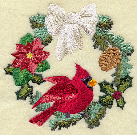 White Christmas Cardinal Wreath