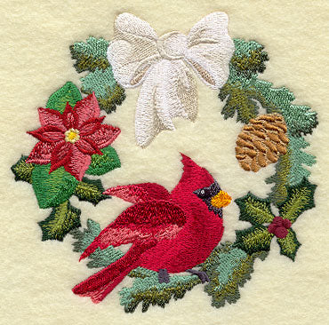 White Christmas Cardinal Wreath