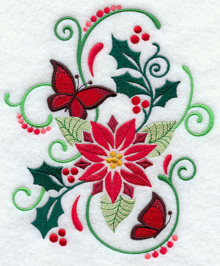Feliz Flutterby Poinsettia and Holly