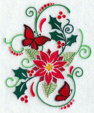 Feliz Flutterby Poinsettia and Holly