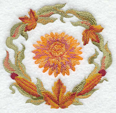 Autumn Chrysanthemum Medallion in Watercolor