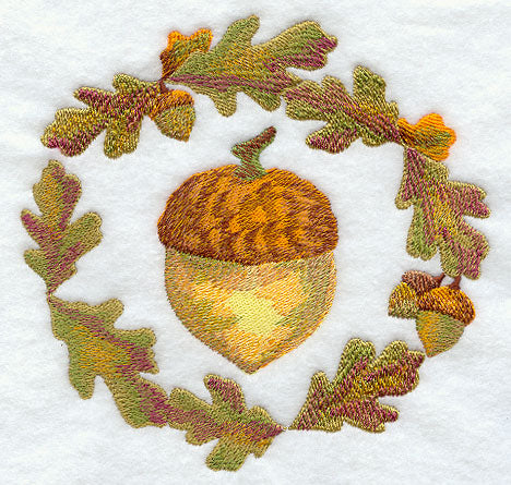 Autumn Acorn Medallion in Watercolor