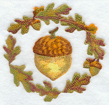 Autumn Acorn Medallion in Watercolor