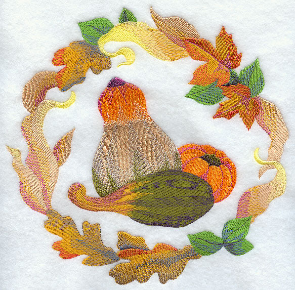 Autumn Gourds Medallion in Watercolor
