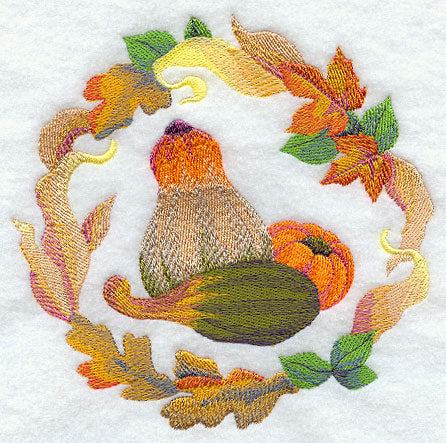 Autumn Gourds Medallion in Watercolor