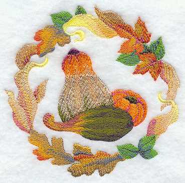 Autumn Gourds Medallion in Watercolor