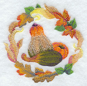 Autumn Gourds Medallion in Watercolor
