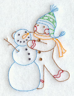 Gingerbread Man with Snowman (Redwork)