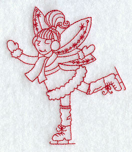 Ice Skating Christmas Fairy (Redwork)