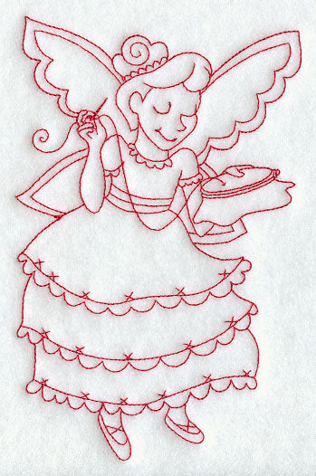 Crafty Christmas Fairy (Redwork)