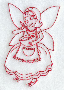 Baking Christmas Fairy (Redwork)