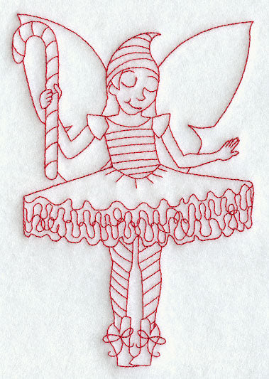 Dancing Christmas Fairy (Redwork)