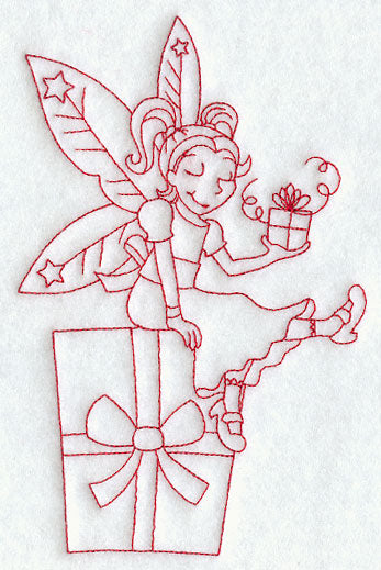 Christmas Present Fairy (Redwork)