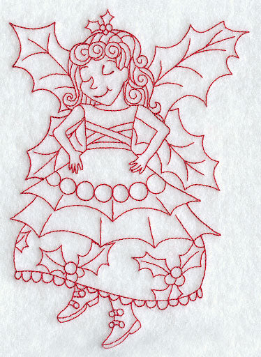 Holly Christmas Fairy (Redwork)