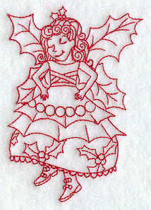 Holly Christmas Fairy (Redwork)