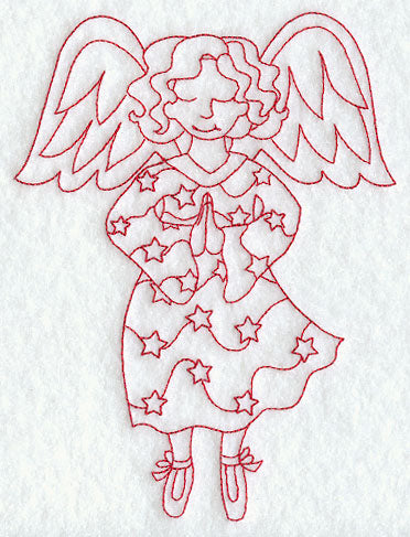 Praying Christmas Fairy (Redwork)