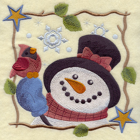 Cozy Country Snowman - Cardinal Friend