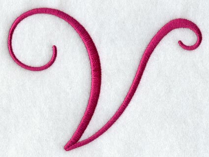 Fancy Flourish Capital Letter V - 4 Inch