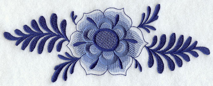 Delft Blue Flower and Filigree Border