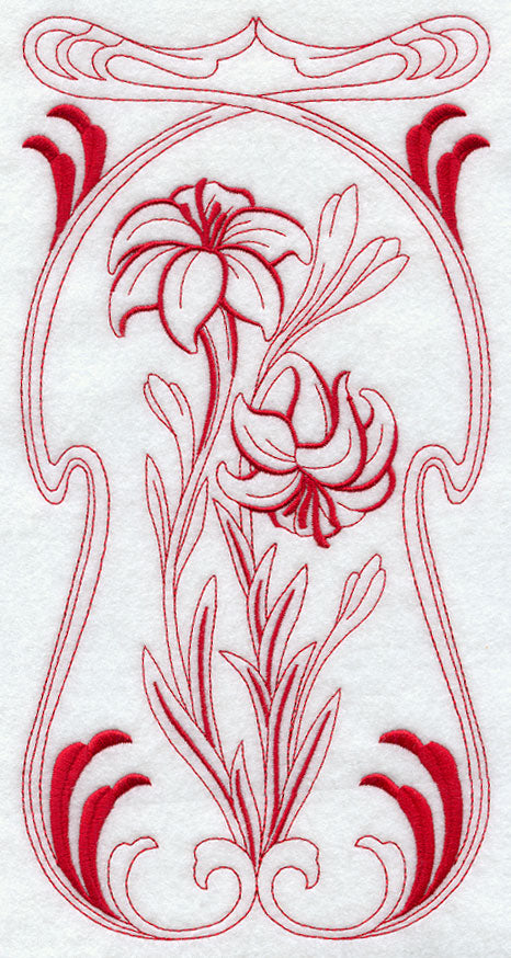 Art Nouveau Lily (Redwork)