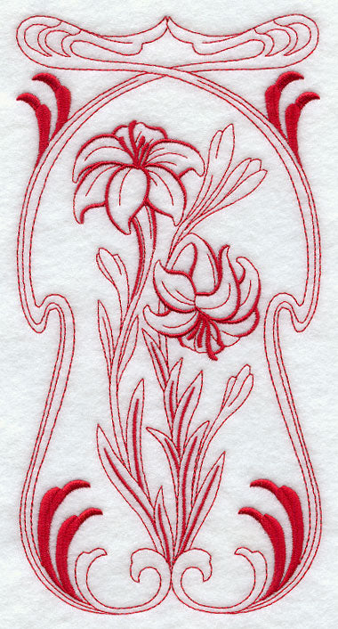 Art Nouveau Lily (Redwork)