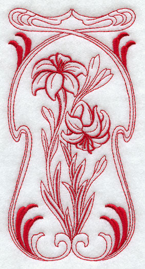 Art Nouveau Lily (Redwork)