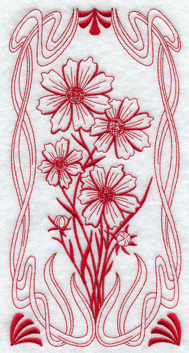 Art Nouveau Cosmos (Redwork)