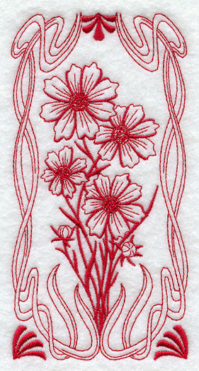 Art Nouveau Cosmos (Redwork)