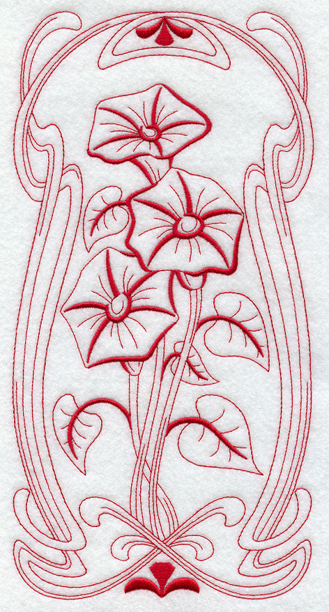 Art Nouveau Morning Glory (Redwork)