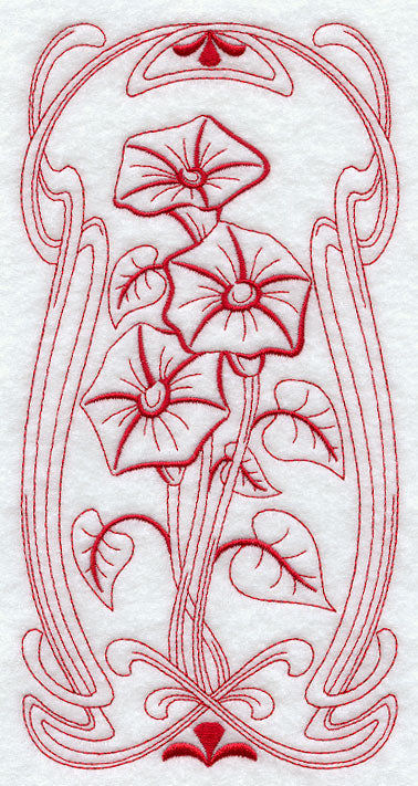 Art Nouveau Morning Glory (Redwork)