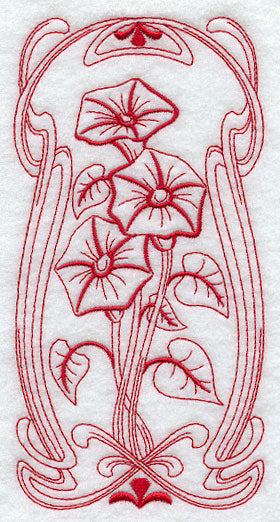 Art Nouveau Morning Glory (Redwork)