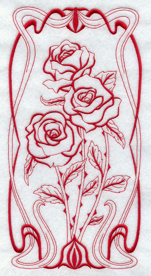 Art Nouveau Rose (Redwork)