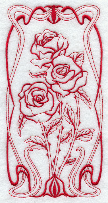 Art Nouveau Rose (Redwork)